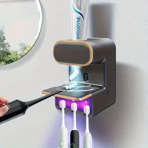 Intelligent Automatic Toothpaste Dispenser, Wall-Mounted, Inductive Design with 3 Toothbrush Slots, Waste-Proof Hygienic Dispensing, Space-Saving, Suitable for Home Use