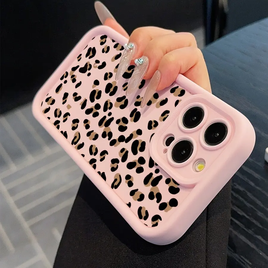 Pink Leopard Print Smartphone Case - Cellphone Casing & Cover Accessory, Compatible with iPhone 15/15Plus/15Pro/15ProMax, 16/16Plus/16Pro/16ProMax, 17/17AIR/17PRO/17PROMAX, Offers Comprehensive Protection, Stylish Valentine's Day Gift Choice