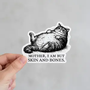 Funny cat sticker with thick tuxedo, gift from cat mom