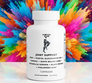 Protein Zone JointFlex Joint Support Supplement with MSM GlucosaGreen Turmeric Boswellia & Hyaluronic Acid 60 Capsules for Enhanced Flexibility & Joint Comfort
