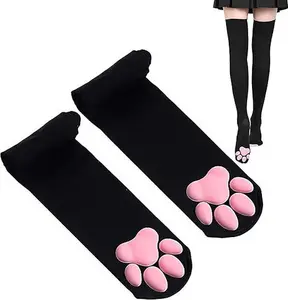 Women's Cute 3D Cat Paw Design Over The Knee Socks, Womenswear Thigh High Cat Paw Socks, Soft 3D Paw Pad and Toe Beans Stocking for Cat Cosplay