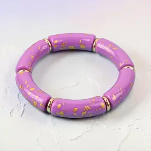 The Colorful Gold Flakes Bangle - Light Purple