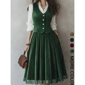 New Women’s Dress/Vest Set — Fashionable, Casual & Versatile, Waist-Cinching Slimming Design, Perfect for Any Occasion, Including Valentine’s Day