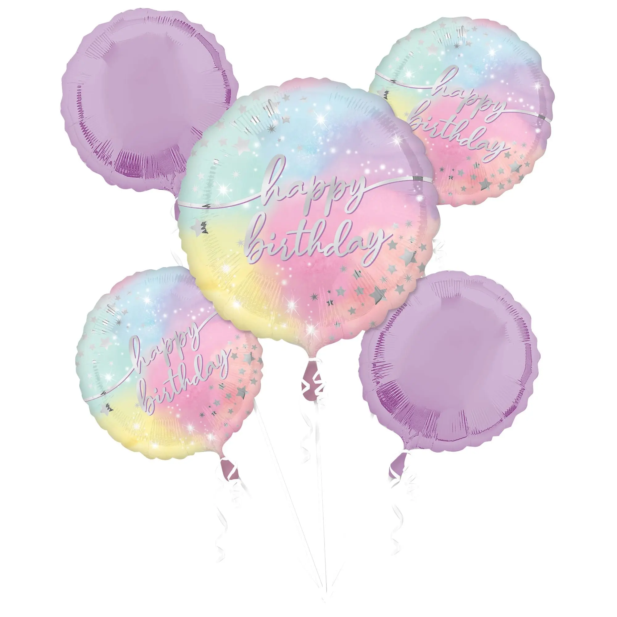 Luminous Pastel Birthday Balloon Bouquet - 5 Piece Set Luminous Pastel Birthday Balloon Bouquet - 5 Piece Set