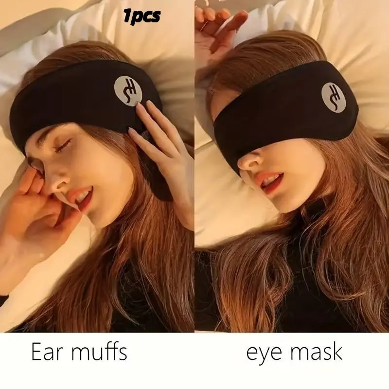Noise Cancelling Sleep Eye Mask Night Mask with Ear Covers, Adjustable Soft Polyester Fabric, Travel and Home Use, No Battery Design, All-Year Comfort Sleeping Eye Mask Sleeping eyemask