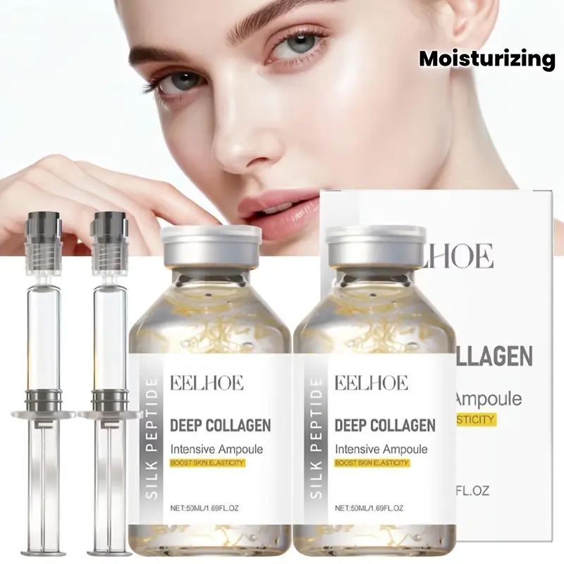2Pcs Peptide Facial Ampoule Serum, Hydrating Serum, Korean Face Essence with Collagen & 30-Peptide Complex, Firms Facial Contours, Improves Skin Texture, 72H Hydration, 50ml*2, Suitable for All Skin Types, Face Care Products