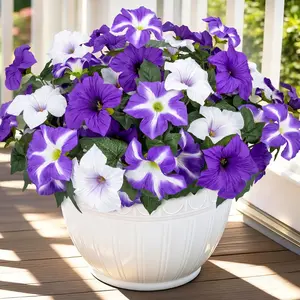 Chessie Artificial Flowers for Outdoors, 2 Bundles Realistic Fake Outdoor Flowers, UV Resistant Silk Petunia Flower for Outside Look Real Faux Flower Plants for Outdoor Porch Decor