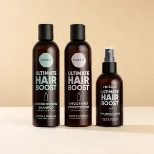 Moerie Hair Growth Shampoo, Conditioner and Spray for Men and Women, Hair Loss Solution with Biotin and Rosemary, Thickening Hair Regrowth Set with Serum Level Care for Thinning Hair