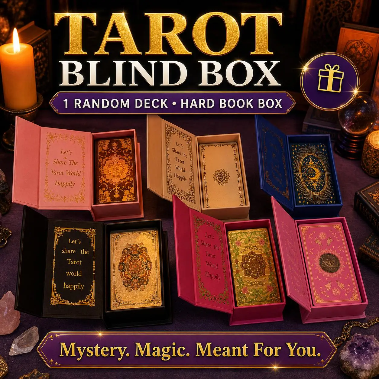 Tarot Blind Box with English Guidebook, Random Tarot Deck in Hard Book Box, 12 x 7 cm Cards, Free Shipping, Mystery Gift for Tarot Lovers