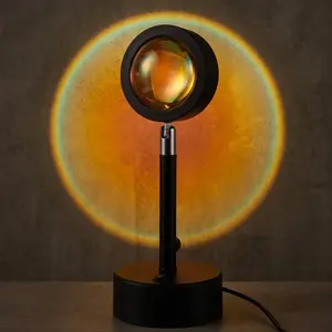 Usb rechargeable Sunset Projector Lamp with Rotating Rainbow Led Mood Light, remote Control Color Changing Night Light for Bedroom, Kids Room Decor, Party Ambient Lighting, Starry Sky Dreamy Design