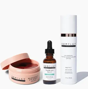 DRMTLGY Favorites Bundle - Brightening Eye Masks, Needle-less Serum, Universal Tinted Moisturizer SPF 46