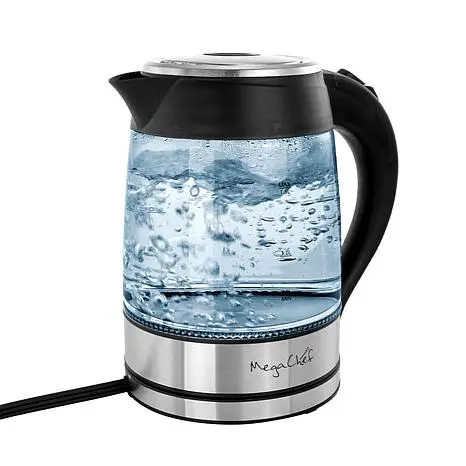 MegaChef 1.8 Liter Glass and Stainless Steel Electric Tea Kettle MegaChef 1.8 Liter Glass and Stainless Steel Electric Tea Kettle
