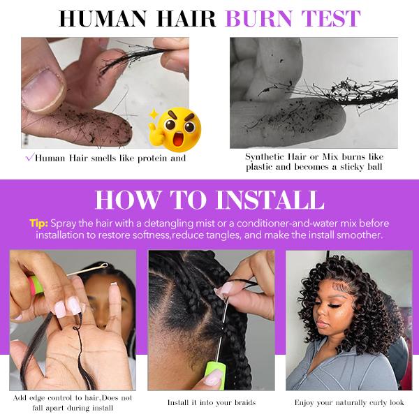 Deep Wave Feather Crochet Human Hair for Mircale Knots Human Hair Bundles Pre- Separeted 50g/ Bundle- Knotless Boho Braids, 5-6 Bundles for Full Head SpringStatements