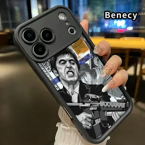Creative Scar Face Painted Pattern Silicone-TPU Phone Case for iPhone Series (11,12,13,14,15,16,17 Pro Max,Air,XR,XS,E,Plus) - Shockproof, Drop Proof, Rugged, Durable Mobile Phone Accessory for iOS Devices