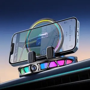 Car Phone Holder, Universal Car Mount, 360 Degree Rotating Wireless Charging Smart Sensor, Anti-Slip Dashboard Navigation Tool, RGB Color Lights Car Atmosphere Lamp