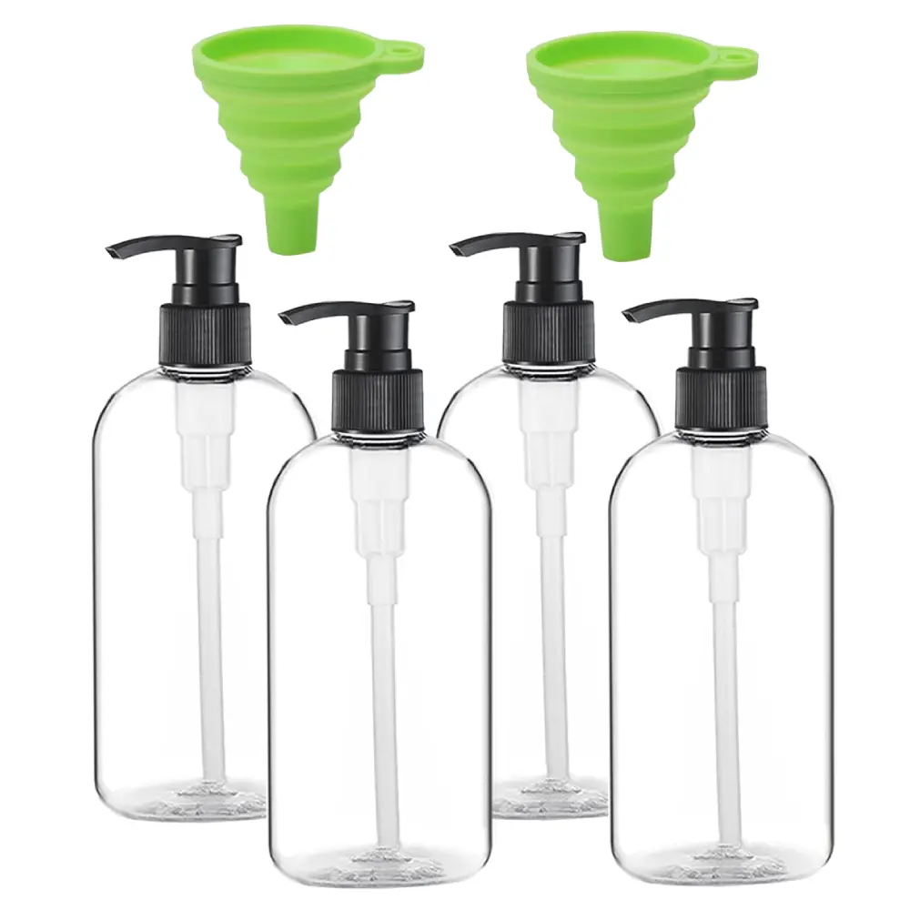 4Pcs Pump Bottle 16 oz/500 ml Empty Shampoo Pump Bottles Dispenser Portable Pump Plastic Bottles for Shampoo and Conditioner Liquid - Home Improvement.