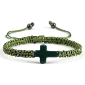 Cross Woven Rope Bracelet Handmade Braided Red String Turquoise Bracelet Prayer Wrist Protection Bracelet For Women Men