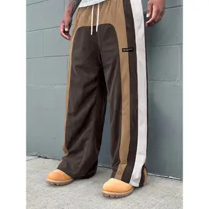 RetroColorblockCorduroySweatpants-CasualLooseFit,StraightLeg,MachineWashable,PolyesterBlend,IdealCasualAttire