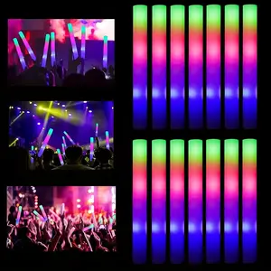 LED Foam Sticks 30 Pack Multi Color Glow Sticks with 3 Flash Modes Battery Powered High Reflective Polymer for Parties Music Festivals Graduations Christmas New Year Wedding Carnival Camping Party Decoration Colorful Light Gifts bf