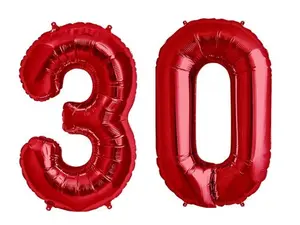 Choice of 12 Colors Dirty 30 Number Foil Number Balloons for Photo Shoot 30th Birthday Float Helium or Air 16 inch or  Giant 40 inch mylar  balloon