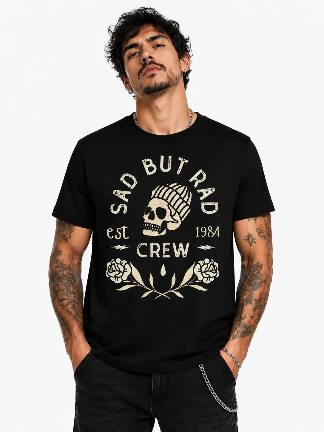 "Sad but rad"  Cotton Plus Size Unisex Graphic Vest,Soft, comfortable, and breathable, perfect for everyday wear,distressed grunge aesthetic Vest, mental health clothing, goth skull Vest,Streetwear Outdoor Y2K Vintage style,Gift For Casual Fashion Lovers
