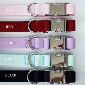 Pet Adjustable Breathable Solid Color Collar with Metal Buckle, Anti-Choke Design for Dogs, Leash Attachment Pet Neckband