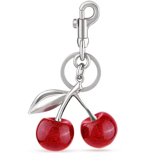 A14 1pcs Silver Cherry Charm (Red)