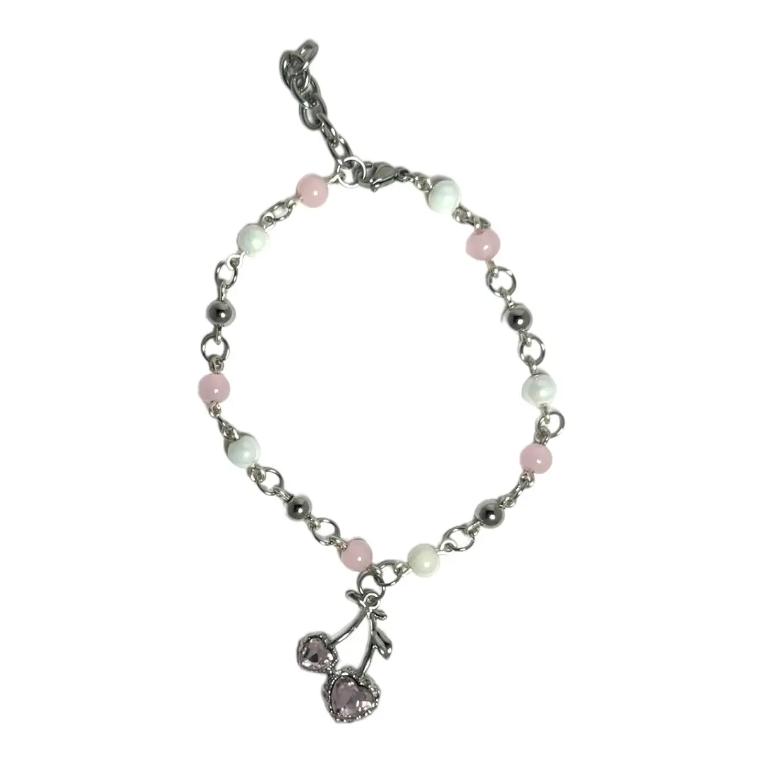 Cherry Glo Handmade Anklet 9-10" Stainless Steel/Alloy Tarnish Resistant Beaded Anklet for Women Fever Dreamz