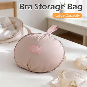 1 Count bra storage bag, in pink color, a ladies' travel underwear storage box, portable storage bag for organizing underwear, socks and bras