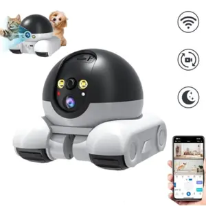 2.4G WiFi Whole-Home Mobile Pet Camera, Dual-lens Monitoring Night Vision Remote Voice Talk Tracking Phone Controlled Patrol Fall Detection Camera