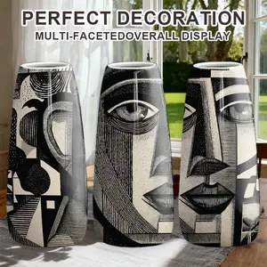 Elegant Hand-Painted Ceramic Vase, Boho Style Round Design, Perfect for Home Decor, Christmas Gifts, Modern Aesthetic, Ideal for Various Occasions