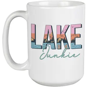 Lake Junkie Art Merch Gift, White 15oz Ceramic Mug