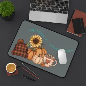 Fall Vibes Desk Mat, Autumn Desk Accessories, Seasonal Office Decor, Pumpkin Spice Mouse Pad, Cozy Fall Gift