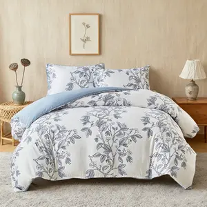 Washable printed duvet cover set, Decorative duvet cover, floral print pillowcase set, available in 9 sizes, soft and comfortable bedroom decor essentials, modern bedroom bedding set, durable all-season gift, breathable polyester material, unisex