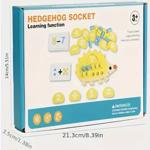 Wooden Hedgehog Ten-Grid Math Training Toy, 1-10 Number Recognition and Addition-Subtraction Operation Toy, Develops Logical Thinking and Number Sense, Suitable for Math Enlightenment Training for Children Aged 3-6