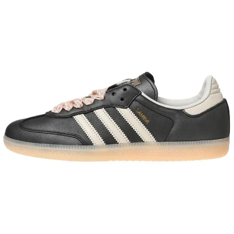 Adidas Wmns Samba Black Wonder Quartz Ribbon Laces' Stylish Comfortable Low Top Skate Shoes Women's IH8047