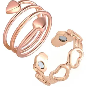 ChicBloom B 2pcs Copper Ring for Women,99.99% Pure Copper Magnetic Rings,Gifts for Women Handmade Jewelry