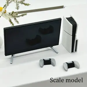 Miniature Ps Game Console Model, Realistic TV Model, Dollhouse Television Decoration, Micro Scene Decor, Play House Props, Office Desk Ornament, Playhouse