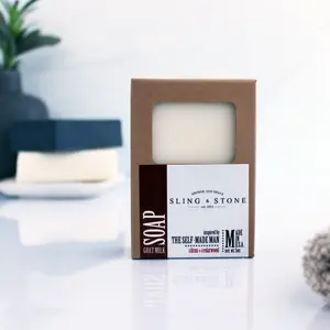 Sling and Stone for Men Soap - The Self Made Man- Goat Milk Based, Handmade, Creamy Lather, Natural Oils, 10% Vitamin D, Seductive Scents, 5 oz Craft Box