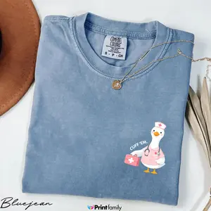 Cuff ’Em Nurse Goose Shirt Comfort Colors – Funny Nurse Duck Graphic Tee, Sarcastic Medical Humor Aesthetic T-Shirt, Nurse Gift for Her
