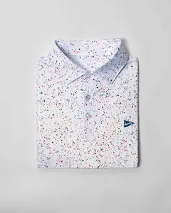 The USA Splatter Polo - White, Golf Polo Shirt, Masters Golf Polo Shirt, Men's Short Sleeve Polo, 3D All Over Print Shirt, Gift For Men