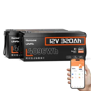 【2PACK】Humsienk 12V 320Ah Bluetooth LiFePO4 Battery 4kWh Smart BMS High Cost Performance Home Backup Power Emergency Preparedness Off-Grid Living Yard Renovation Reduce Equipment Downtime Uninterrupted Power Supply
