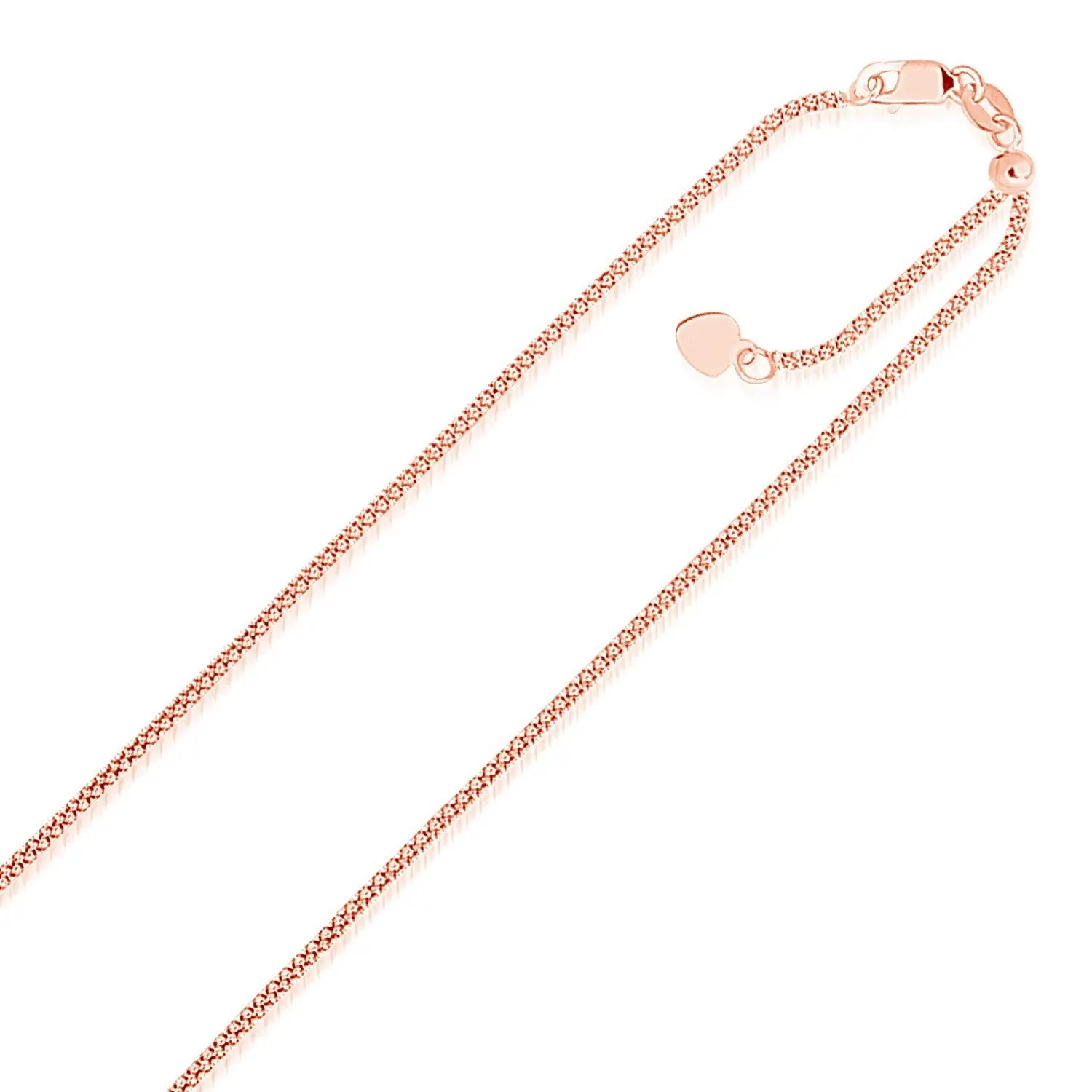 14K Rose Gold Adjustable Popcorn Chain Necklace (1.30 mm)