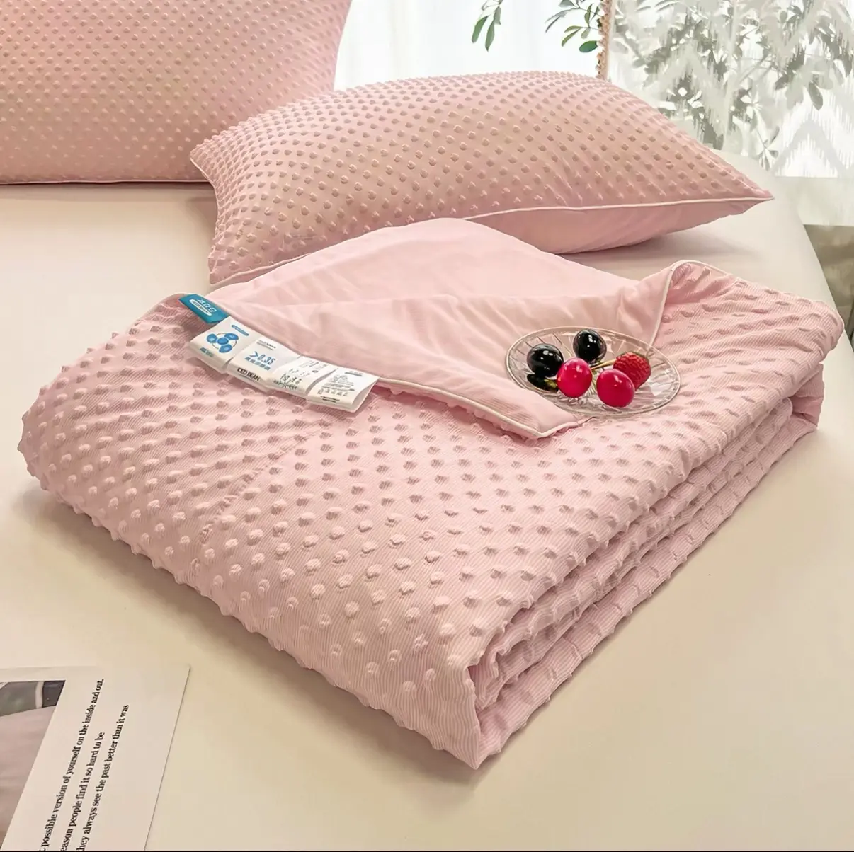 Pink Minky Blanket with Matching Pillowcase - Soft and Cozy Bedding Set for Ultimate Comfort