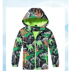 New Autumn Winter Cartoon Dinosaur Trench Coat Children Hooded Jacket Windproof Warm fashion Style Coat