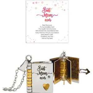 Incredible Daughter Jewelry Daughter Love Book Necklace Laser Engraved Necklace for Daughter Page Book Pendant in Stainless Steel Gift from Mom Dad Son