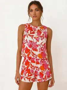 IDEALSANXUN Womens Two Piece Sets Summer Beach Spring Linen Tank Tops and Shorts Casual summerwins