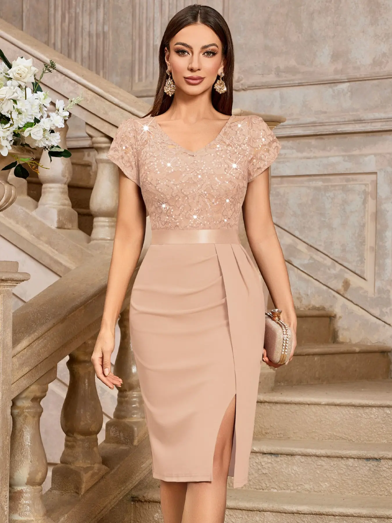 MIUSOL 54347A Elegant Classy Glitter Sequin Floral Lace Petal Sleeve Ruched Split Thigh Slit Evening Cocktail Party Bodycon Dress,Semi Formal Women Dress,For Wedding Guest, Graduation, Dinner - TikTok Shop MIUSOL 54347A Elegant Classy Glitter Sequin Floral Lace Petal Sleeve Ruched Split Thigh Slit Evening Cocktail Party Bodycon Dress,Semi Formal Women Dress,For Wedding Guest, Graduation, Dinner - TikTok Shop