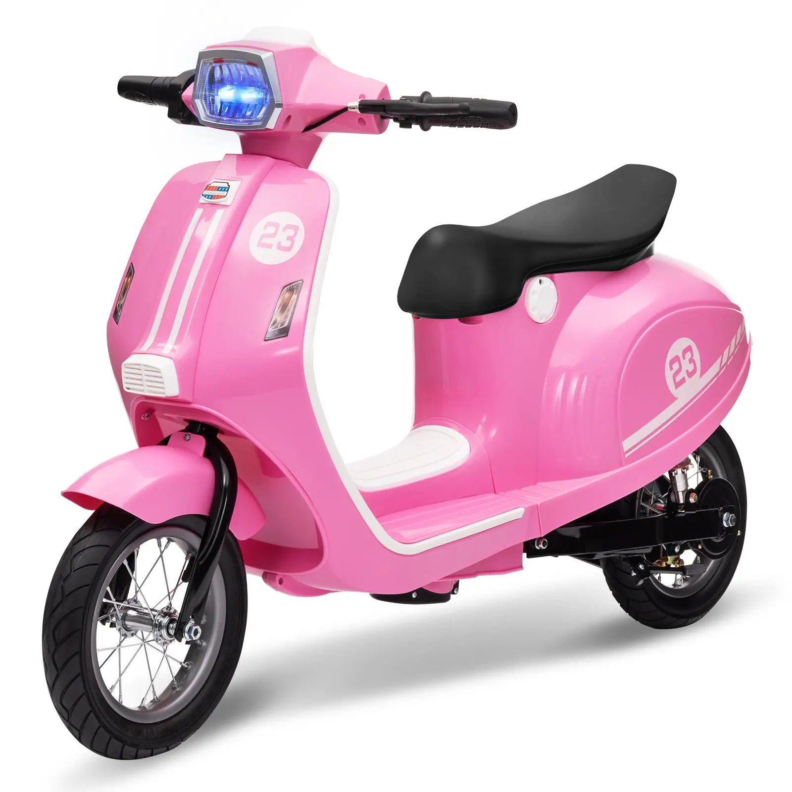 24V All-Terrain Electric Kids Ride On Bike, 350W Powerful Motor, Pneumatic Tire, Waterproof Safe Rear Brake, Cool LED Lights, Sturdy Load Bearing, Bluetooth Link, for Boys/Girls Ages 8-12