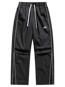 men's side stripe drawstring waist sports pants, loose casual comfy breathable trousers for outdoor activities, men's sportswear for all seasons